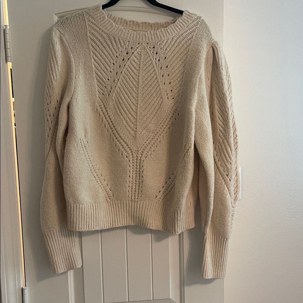 Anthropologie Ivory Textured Sweater
